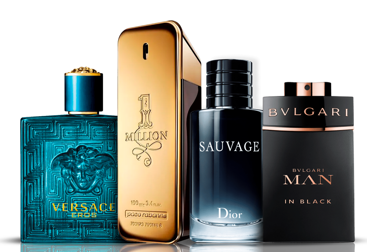 Coffret de 4 parfums | Eros Versace + One Million Paco Rabanne + Bvlgari Man in Black + Sauvage Dior 100 ml