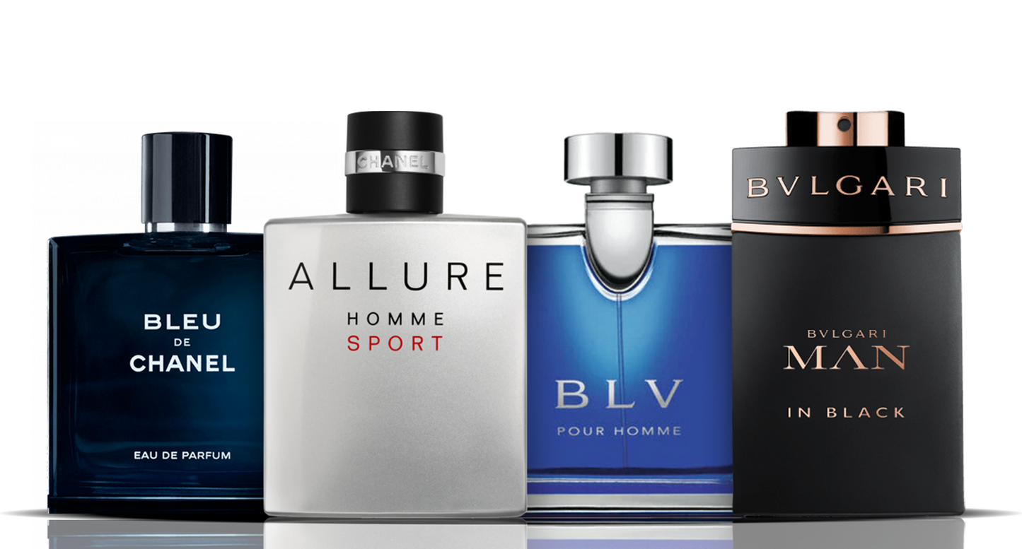 Coffret de 4 parfums | Bleu de Chanel + Allure Sport + BLV + Bvlgari Man in Black 100ML