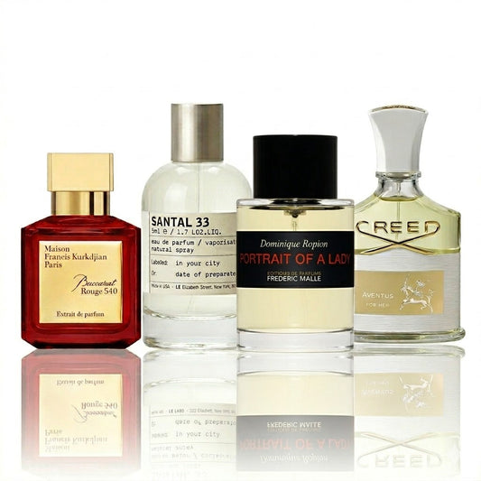 Coffret de 4 parfums | Baccarat Rouge 540, Santal 33, Portrait of a Lady, Aventus for Her