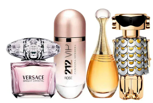 Coffret de 4 parfums | Jadore, 212 Vip Rose, Fame, Bright Crystal