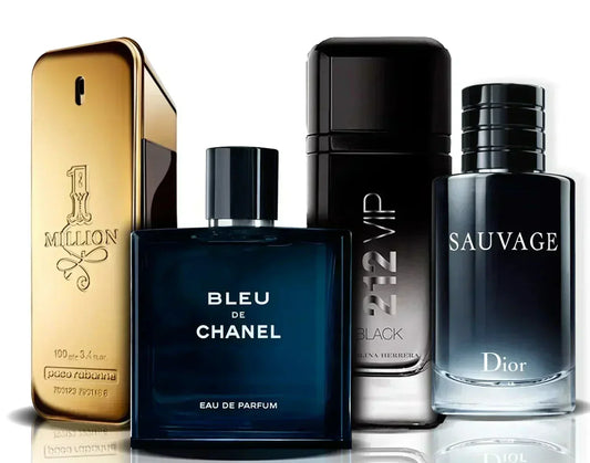Coffret de 4 parfums | One Million, Bleu de Chanel, 212 VIP Black i Sauvage (100 ml)